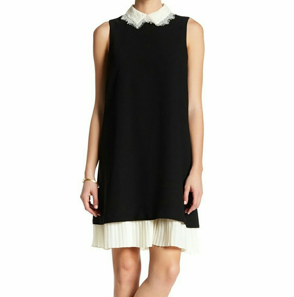 Annette Lepore Black Dress With Pleated Trim